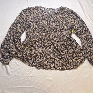 Sonoma Black and Cream Floral Blouse